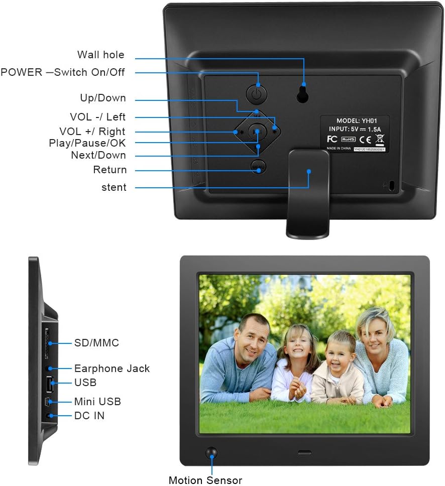 Digital Photo Frame 8 inch with Motion Sensor K15209