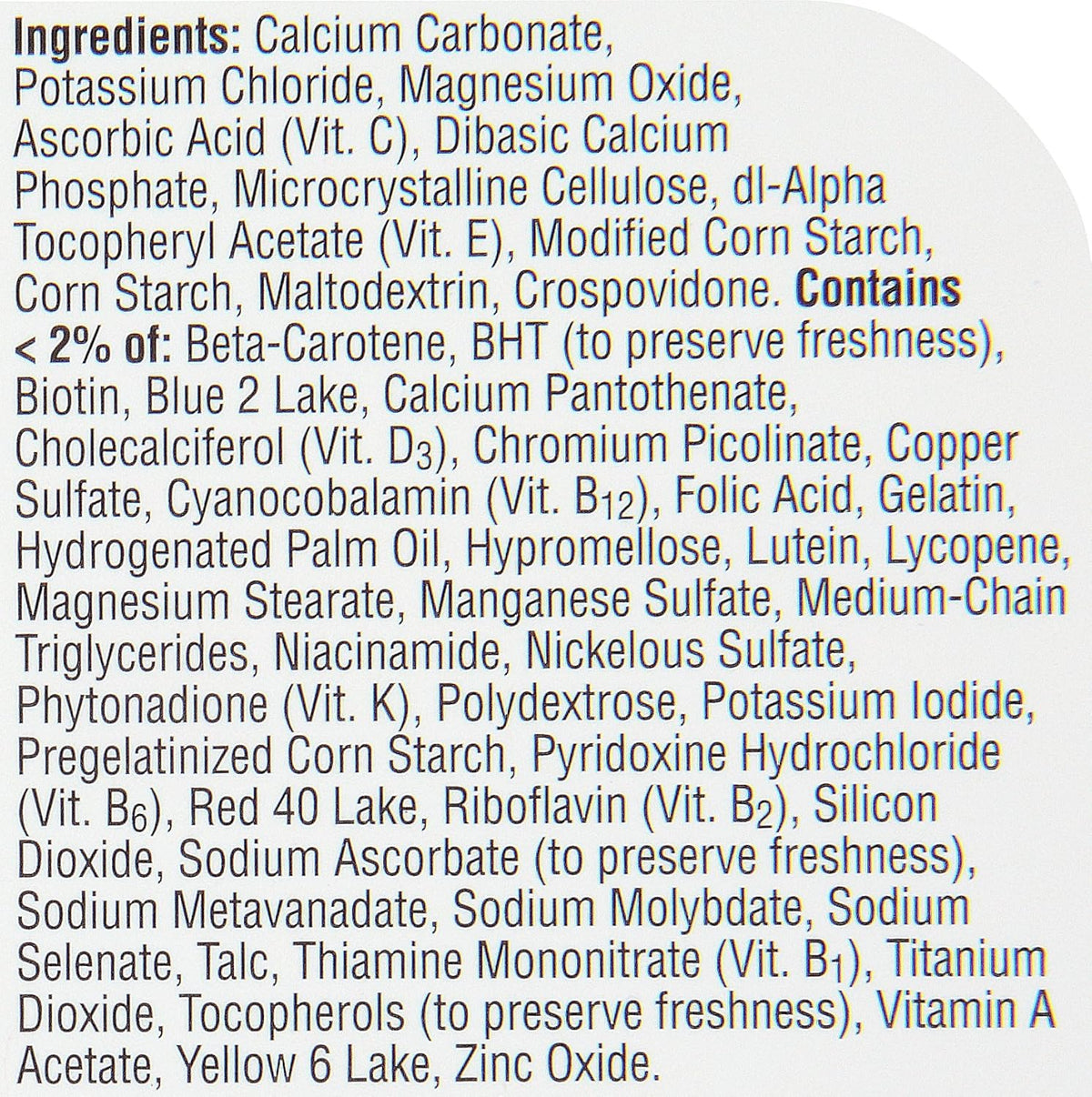 100 Count Multivitamin Multimineral Supplement Tablet O525068