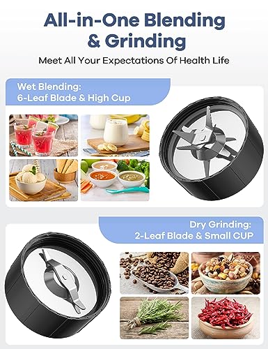 900W 15-Piece Personal Blender and Grinder Combo with 4 BPA-Free Portable Cup V220