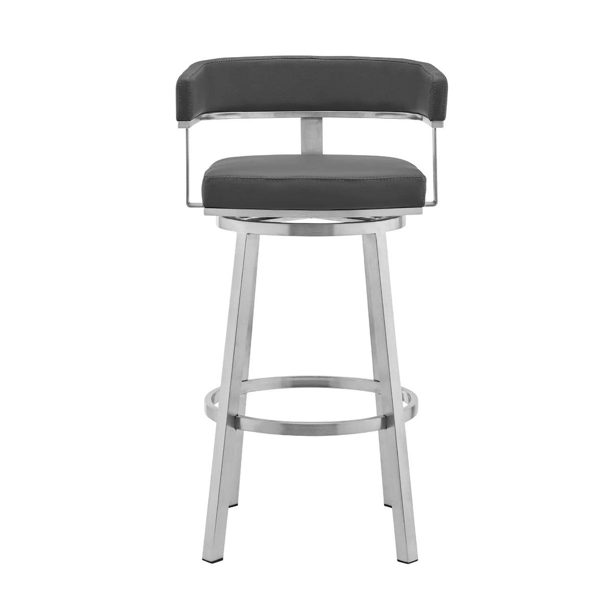 Faux Leather Swivel Counter Stool in Gray/Stainless Steel J23093