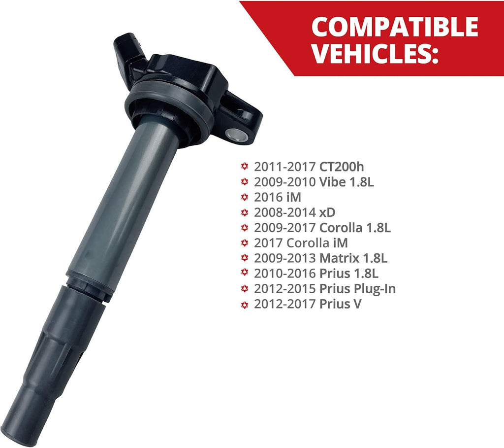 Set of 4 Ignition Coil for Toyota Corolla iM Matrix Prius Plug-In V, Lexus CT200h, Pontiac Vibe, Scion iM xD A203