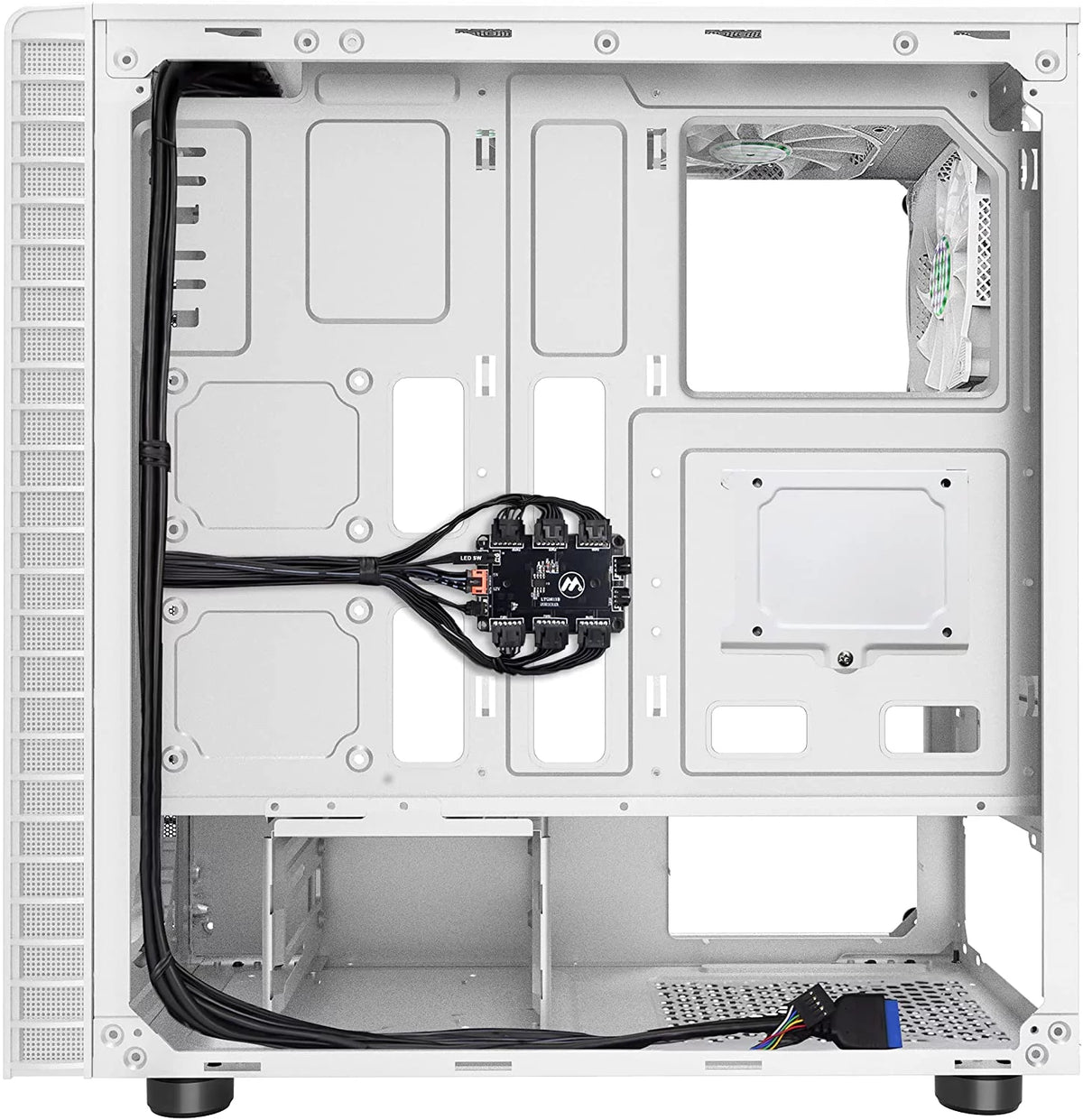 White Mesh Mid-Tower ATX PC Gaming Case with 6 ARGB Fans Tempered Glass Y32084
