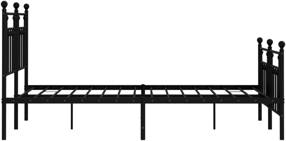Black Metal Double Bed with Headboard and Footboard H8528