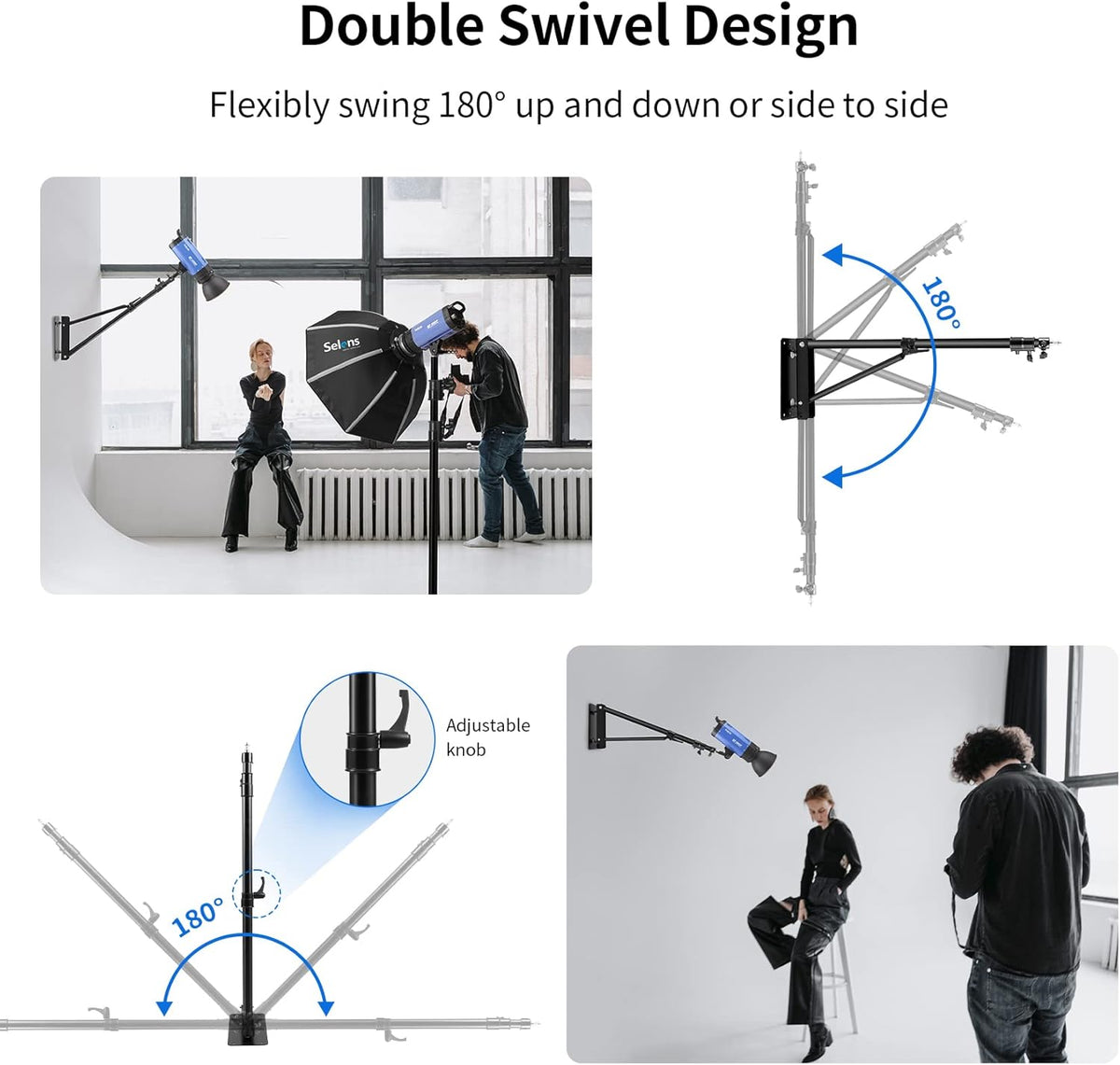 Wall Mount Boom Arm with Triangle Base Adjustable Camera Mount T3218