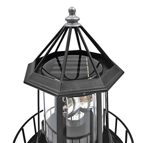 Black LED Solar Rotating Lighthouse Lantern L57244