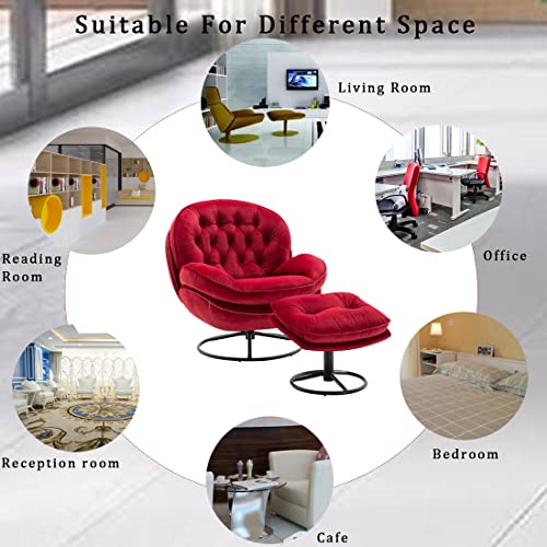 Velvet Swivel Accent Chair with Ottoman Set (Fruit Green) N490210