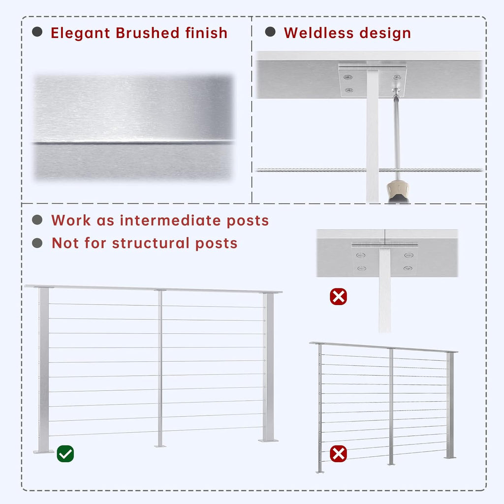 Stainless Steel Brushed Cable Railing Post O474