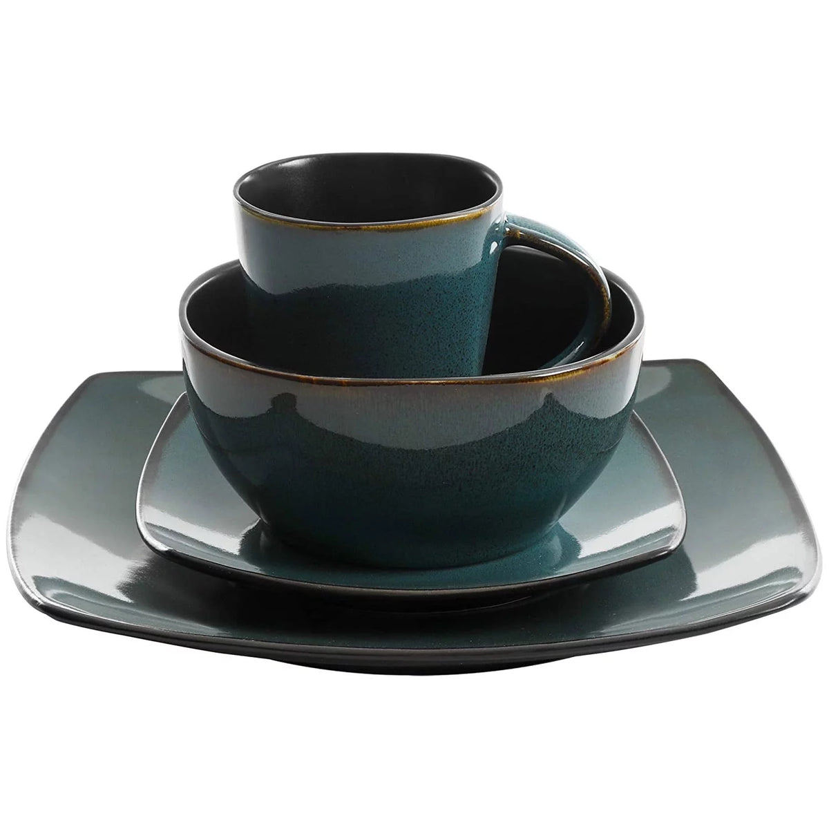 16 Pc Teal Dinnerware Set N931