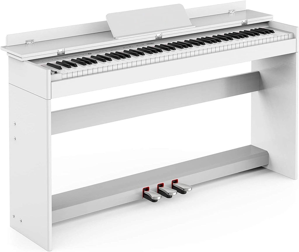 White 88-Key Weighted Digital Piano with 3-Pedal Unit Board, LCD Screen, Power Adapter, 53.5x29.9x12.2'' P373