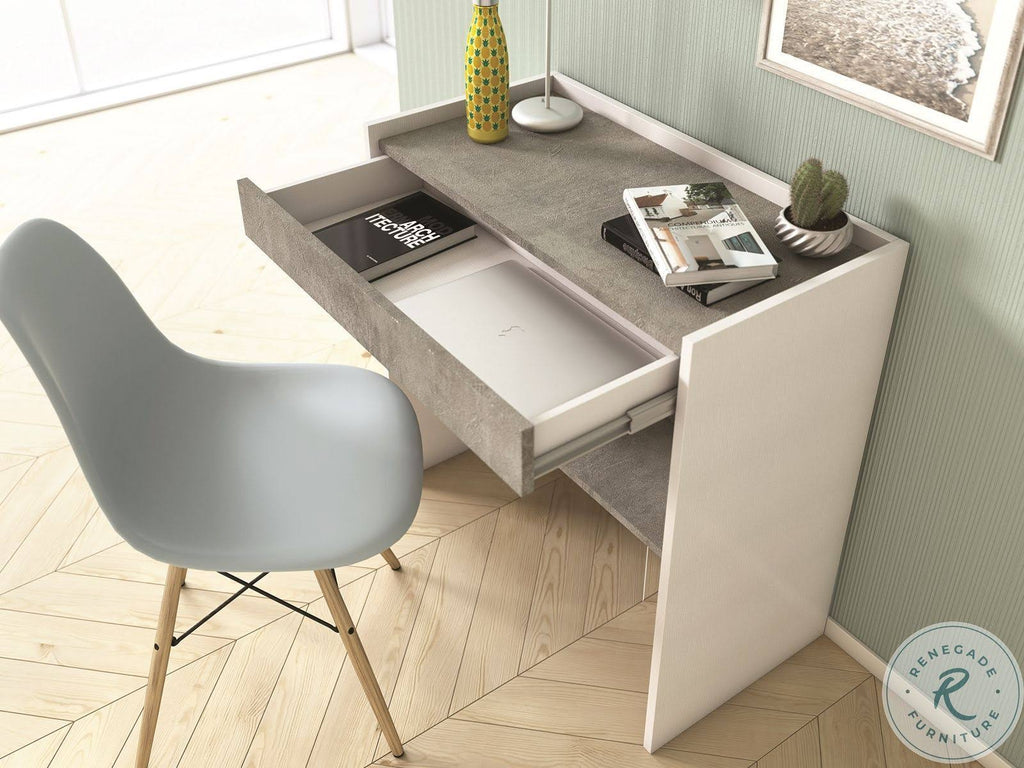 White Wood Grain and Gray Melamine Office Desk N2956