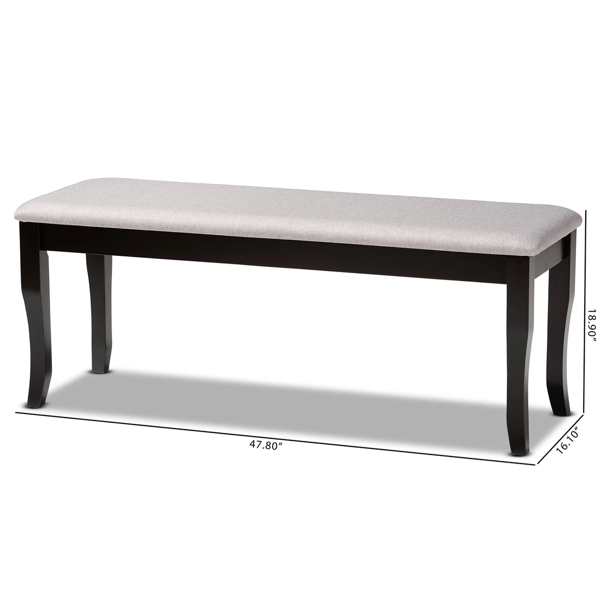 Grey Fabric Upholstered Wood Dining Bench D2526