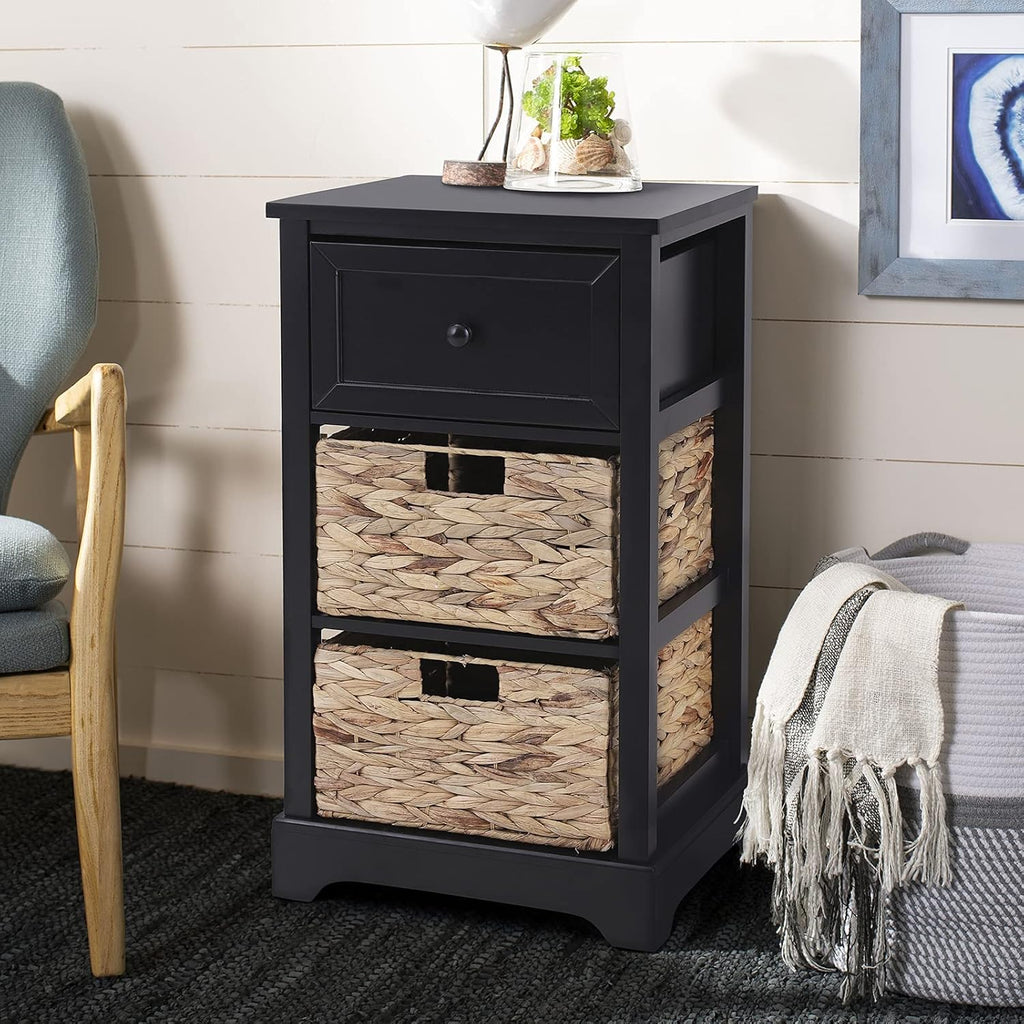 Black Storage Cabinet with 2 Drawers & 4 Removable Baskets B886371