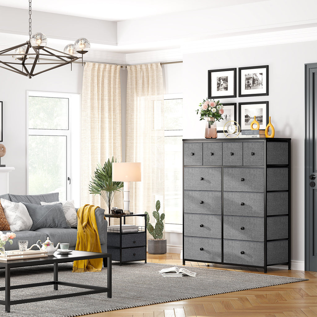 9 Drawer Fabric Dresser with Shelves H215
