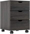 3 Drawer Black Wood Mobile File Cabinet E5793