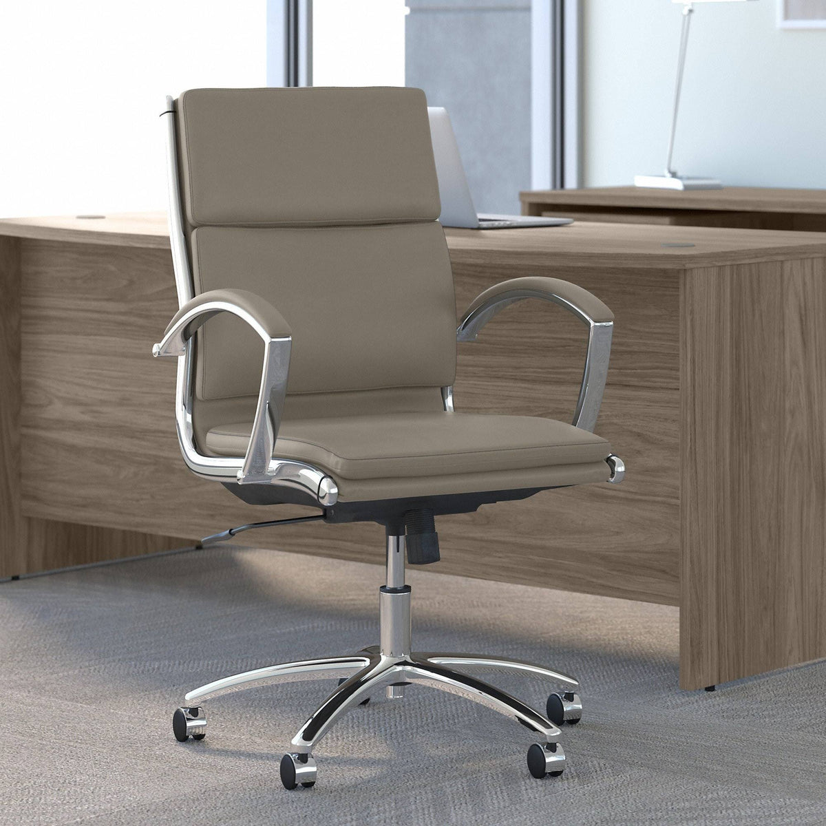 Washed Gray Leather Executive Office Chair V632502