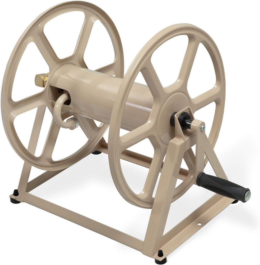 Steel Wall/Floor Mounted Hose Reel, Holds 200-Feet of 5/8-Inch Hose, Tan M53239