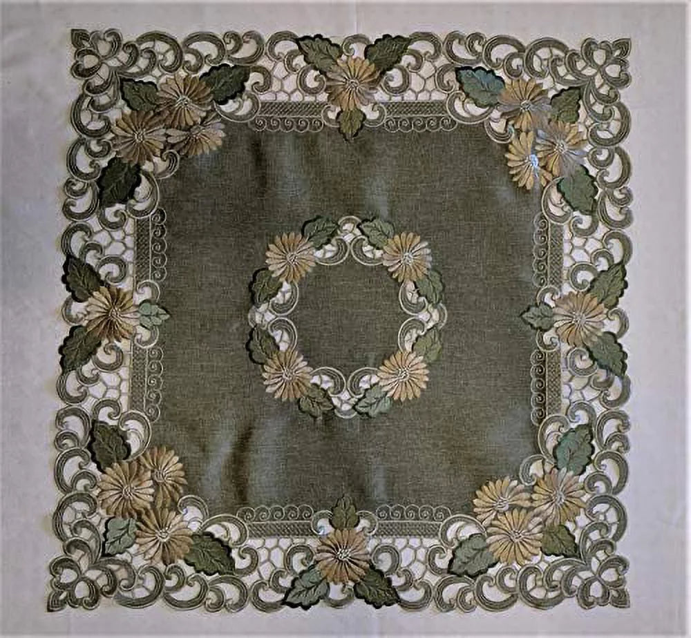 Square Embroidered Tablecloth or Table Topper 34 inches M787302