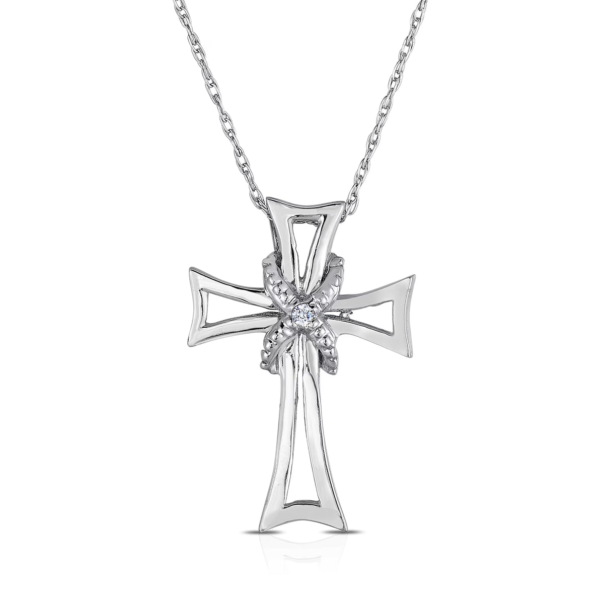Sterling Silver Diamond Accent Cross Necklace C430251