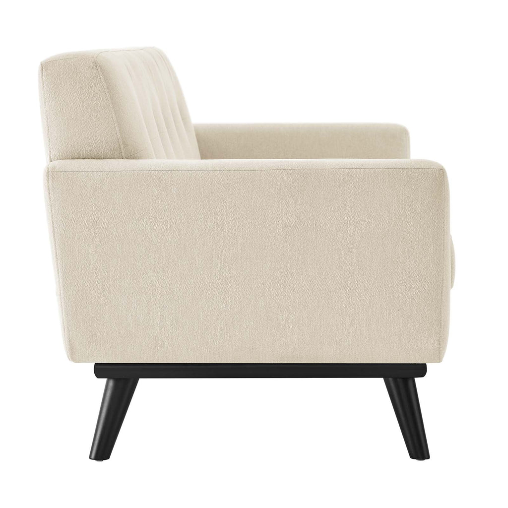 Brown Herringbone Fabric Loveseat I39731