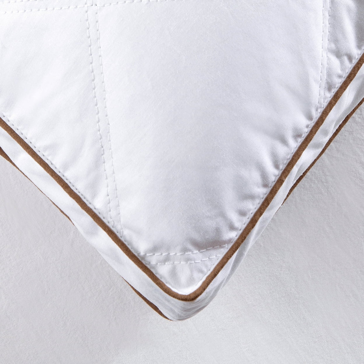 Set of 2 Natural Goose Down Feather Gusseted Pillows Cotton Cover S28203