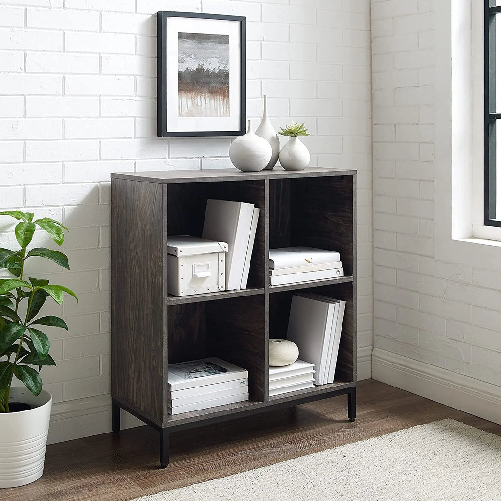 Brown Ash Wood Record Storage Cube Bookcase T63018