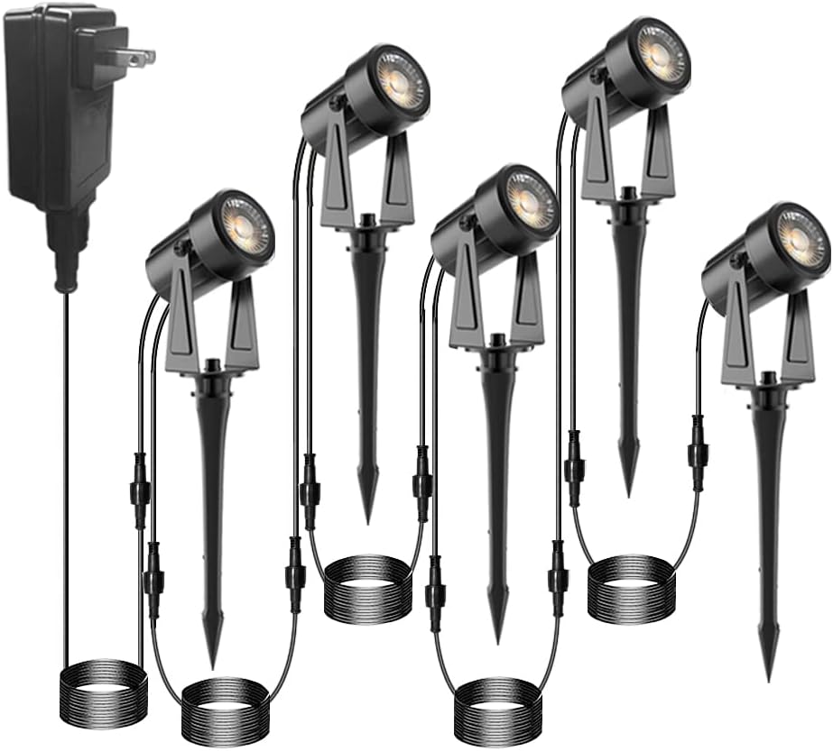 3Wx10 Low Voltage Outdoor Landscape Spotlights with Stake, 3000K Warm White IP65 Waterproof, 10Pack M402656