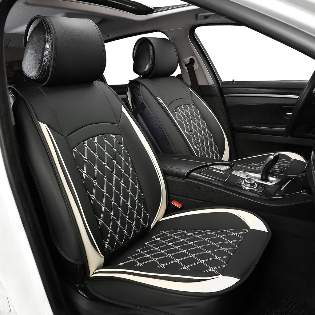 5 Car Seat Covers Black and Blue Leather Full Seat with 2 Car Backseat Storage Waterproof O31201