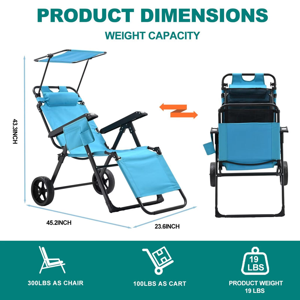 2 in 1 Beach Cart Chair with Shade W262580