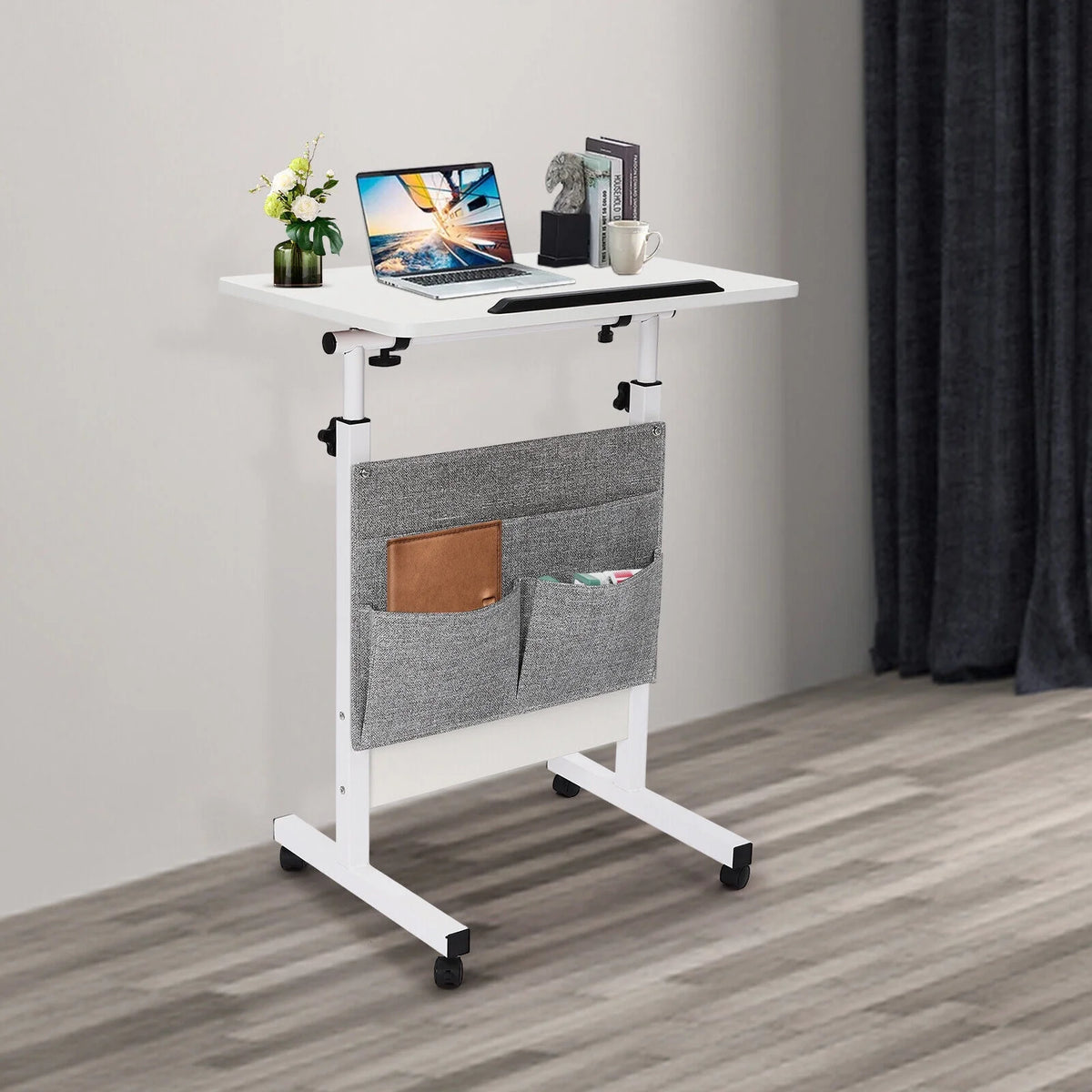 Adjustable Rolling Laptop Desk with Storage O8863