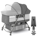 Portable Folding Rocking Bassinet with Storage Basket, Travel Bag, Gray A8097