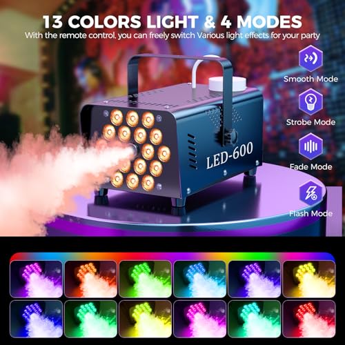 600W 2500CFM Fog Machine with 18 LED Lights and Wireless Remote Control F80421