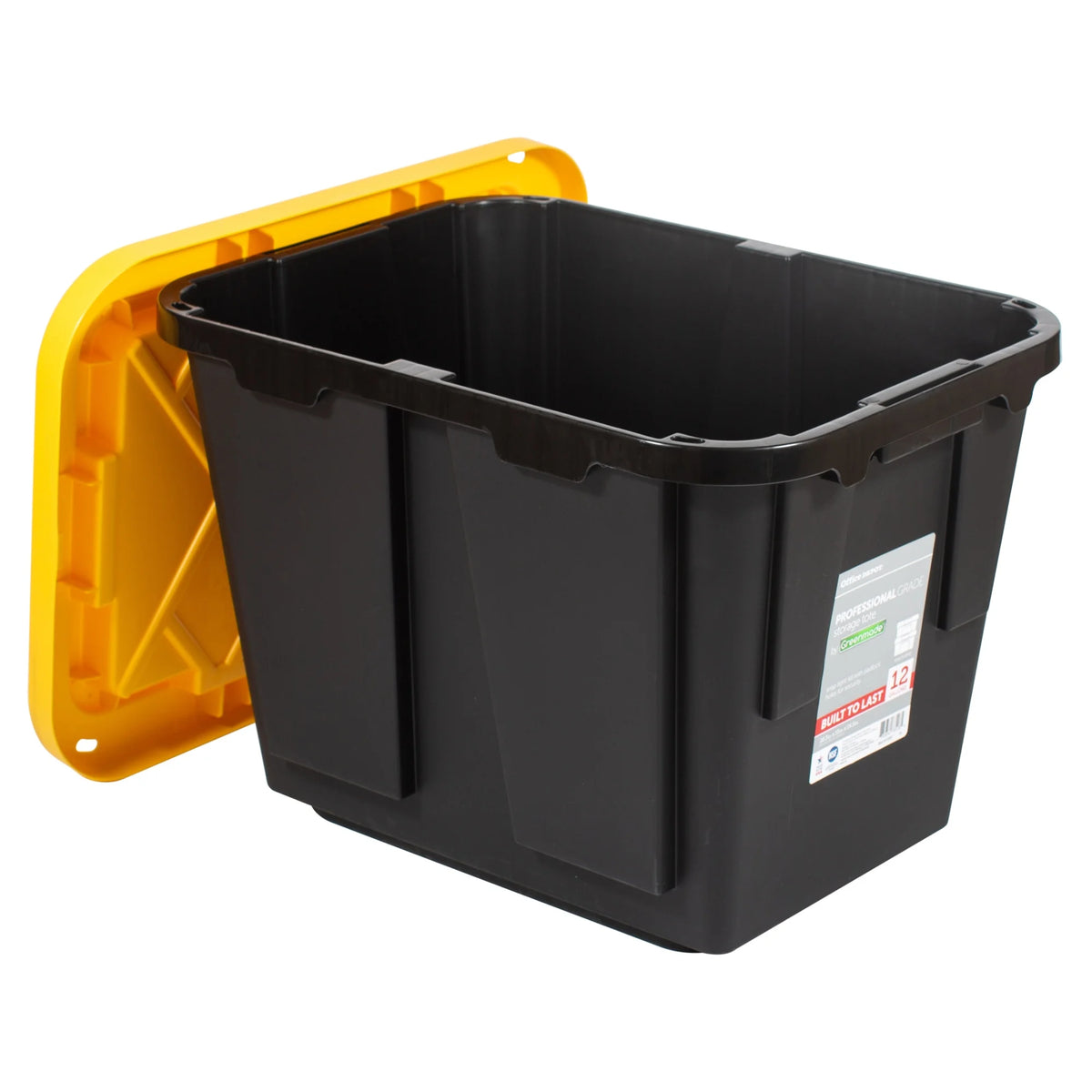 12-Gallon Black/Yellow Pack Of 4 Storage Totes M994