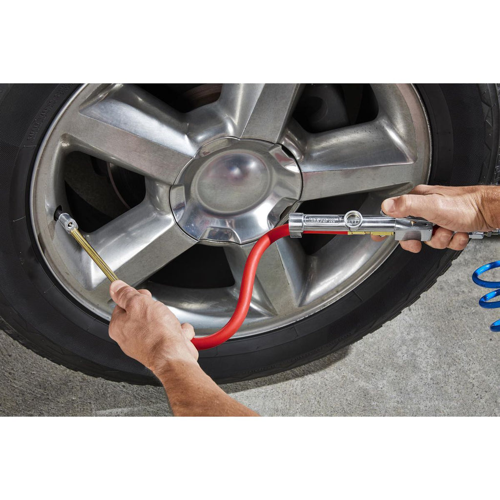 Dual-Head Angle Chuck Inflator with Inline Gauge J425