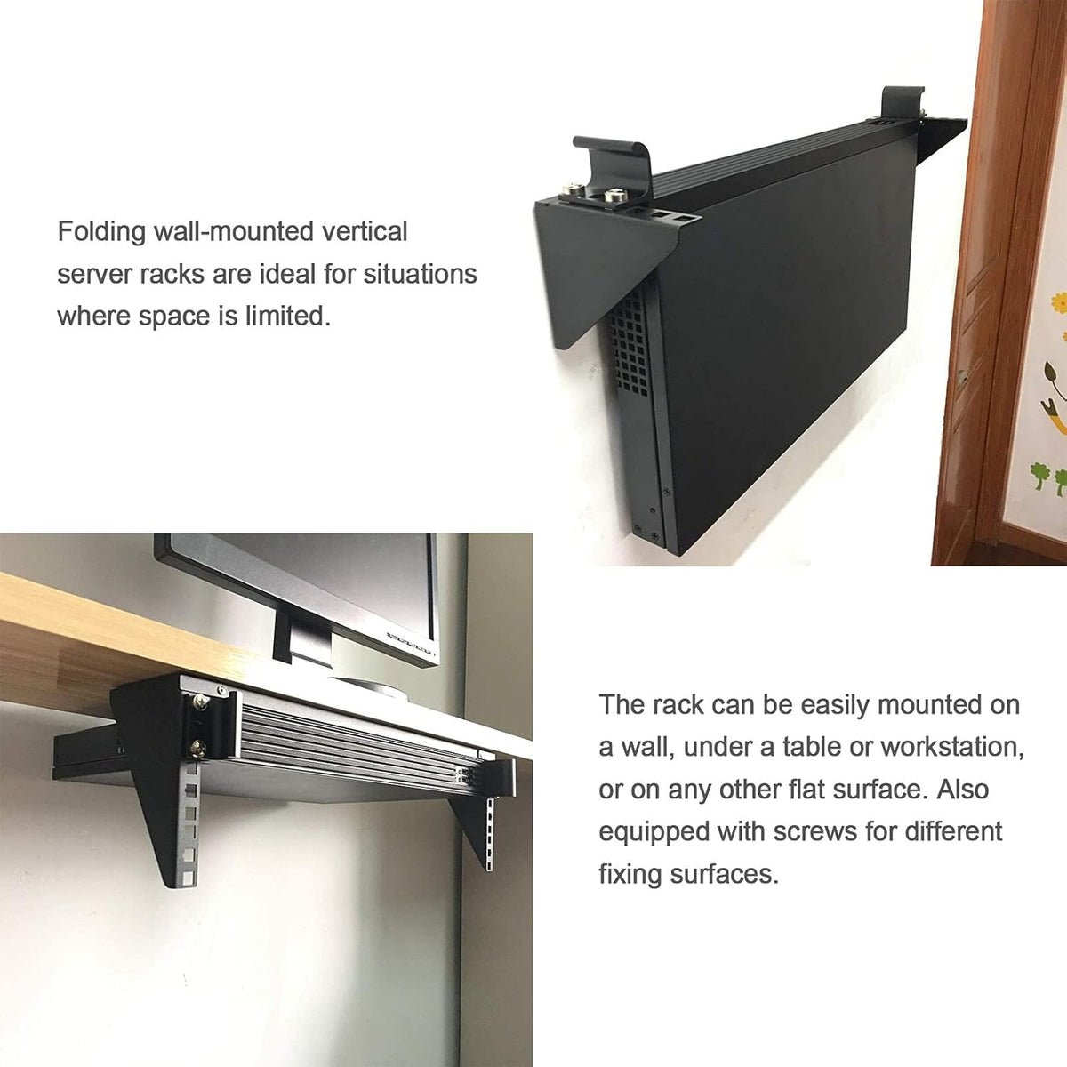 3U Foldable Wall Mount Patch Panel Bracket, 19 inch Steel Vertical Mounting Bracket H840