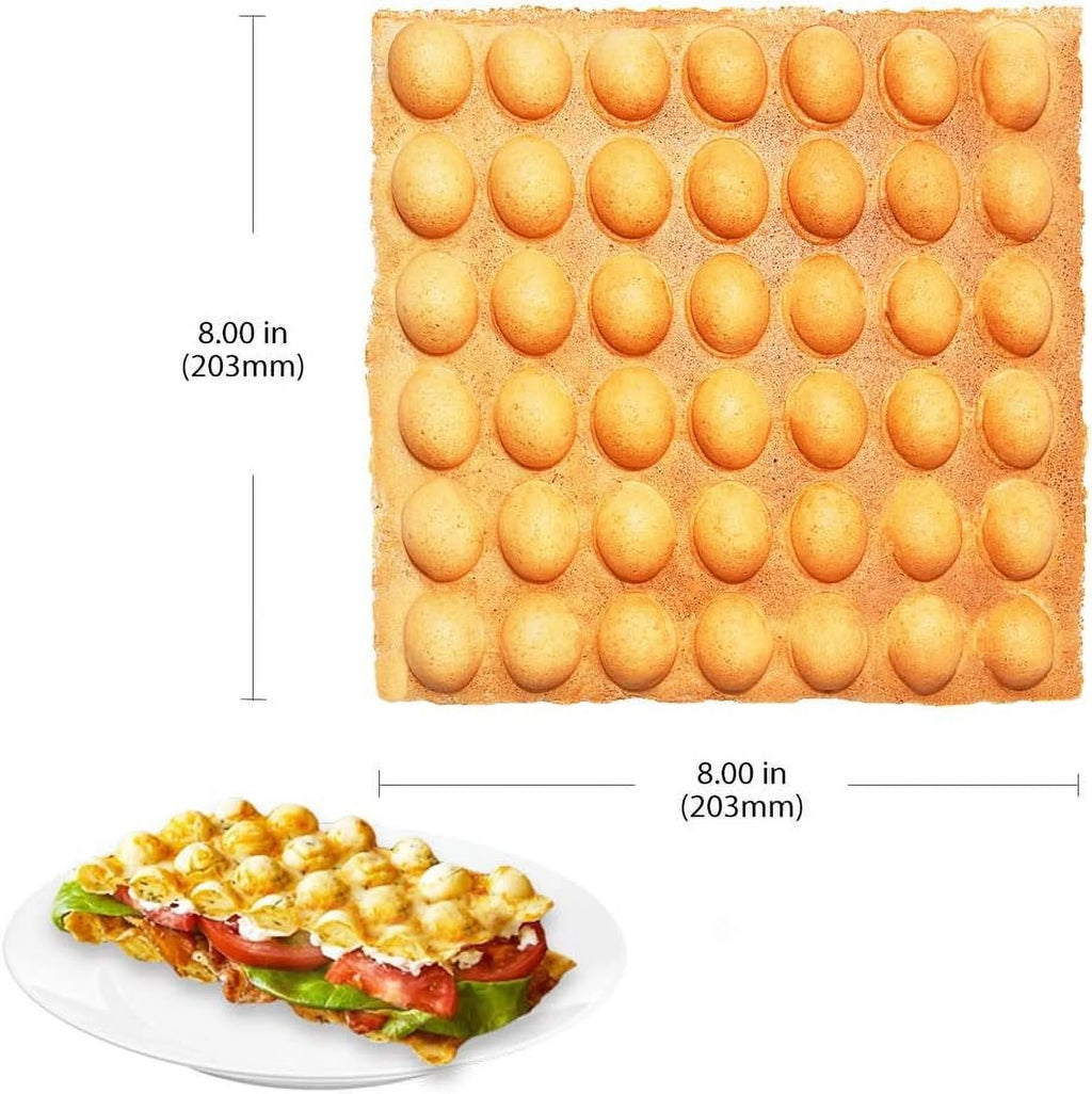 Stainless Steel Square Shaped Nonstick Egg Waffle Maker with Manual Thermostat, 1300W G44854