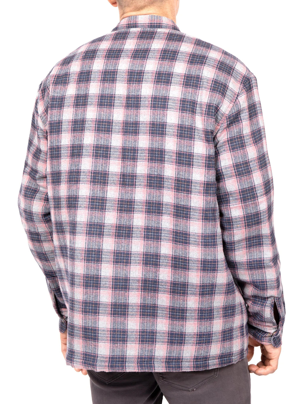 Men's Sherpa-Lined Flannel Button-Up Jacket P6051