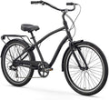 Steel Men's Hybrid Bike with Rear Rack, 26 Inches, 7-Speed, Matte Black Q8280