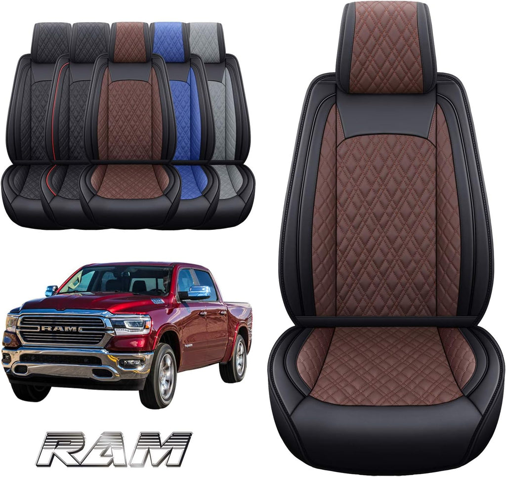 2 PCS Front Black-Red Waterproof Leather Car Seat Covers V606670