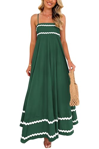 Summer Flowy Maxi Dress Sleeveless Spaghetti Strap D35621