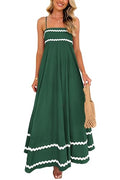 Summer Flowy Maxi Dress Sleeveless Spaghetti Strap D35621