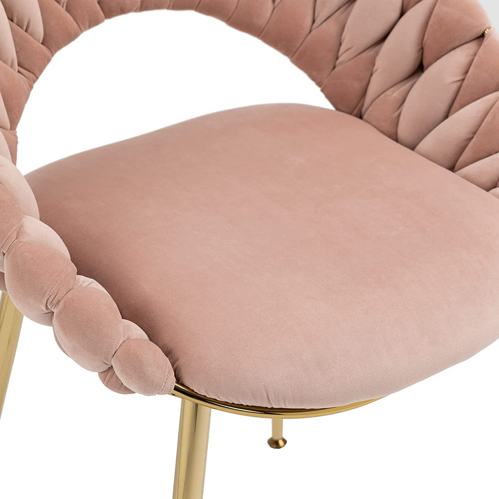 Pink Velvet Accent Chair Set of 2 with Gold Legs M301238