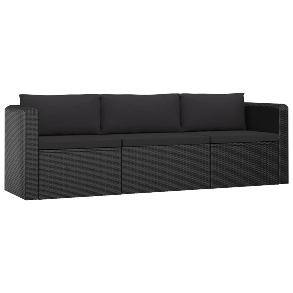 Black Poly Rattan Patio Sofa Set with Cushions U729487