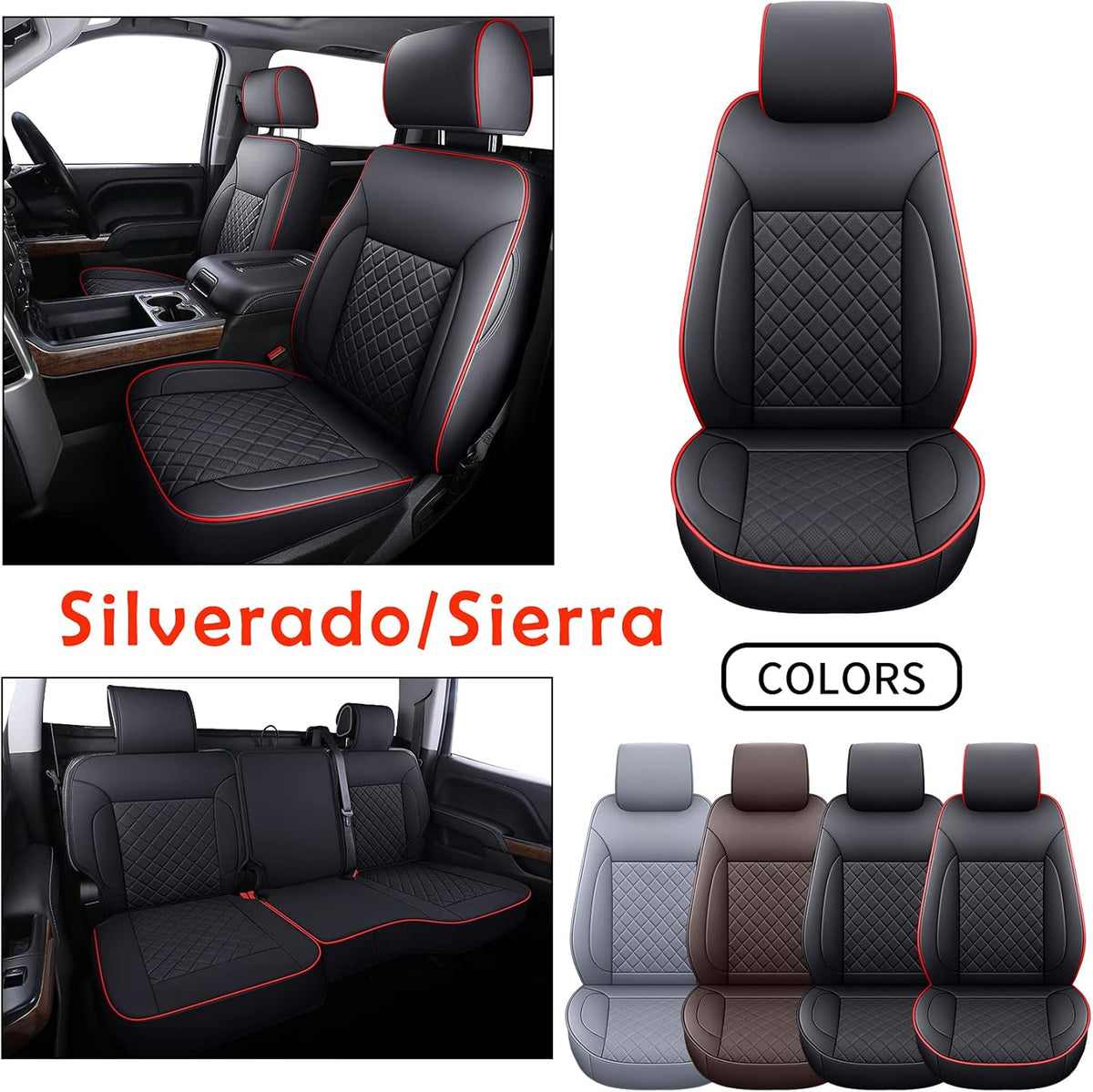 Gray Faux Leather Seat Covers Full Set Y841098