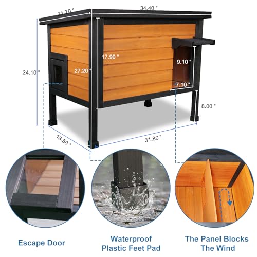 Outdoor Insulated Cat House with Escape Door L756