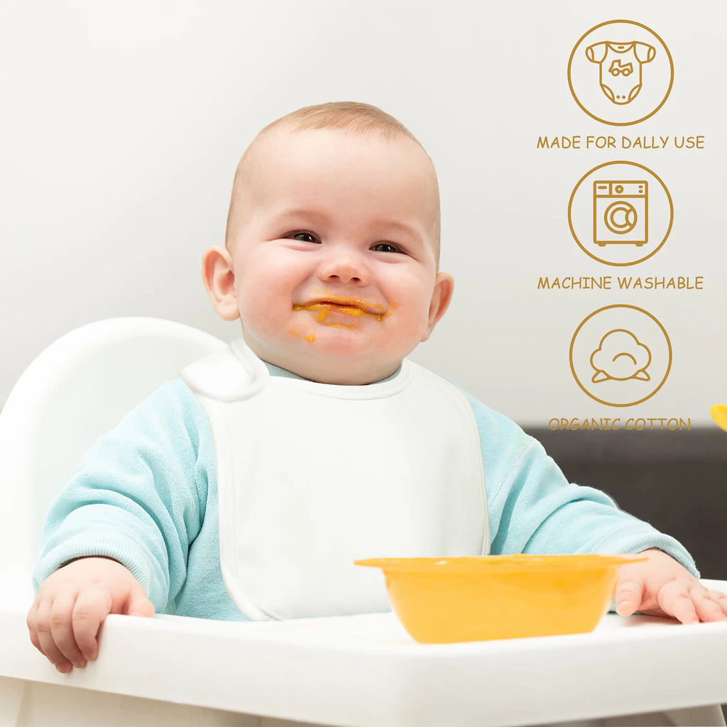 10 Pcs White Cotton Waterproof Baby Bibs O4969