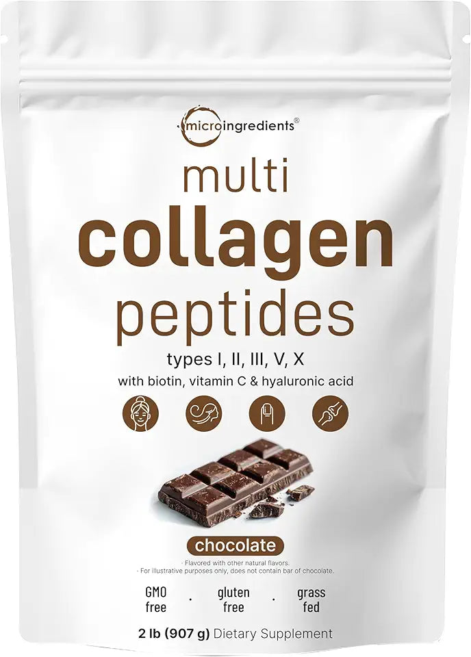 Multi Collagen Protein Powder, 2 Pounds Chocolate Flavored Collagen Peptides M96531