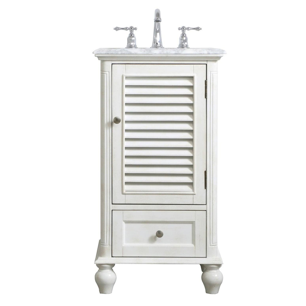 24 inch Antique White Bathroom Vanity Cabinet Set with Marble Top B219