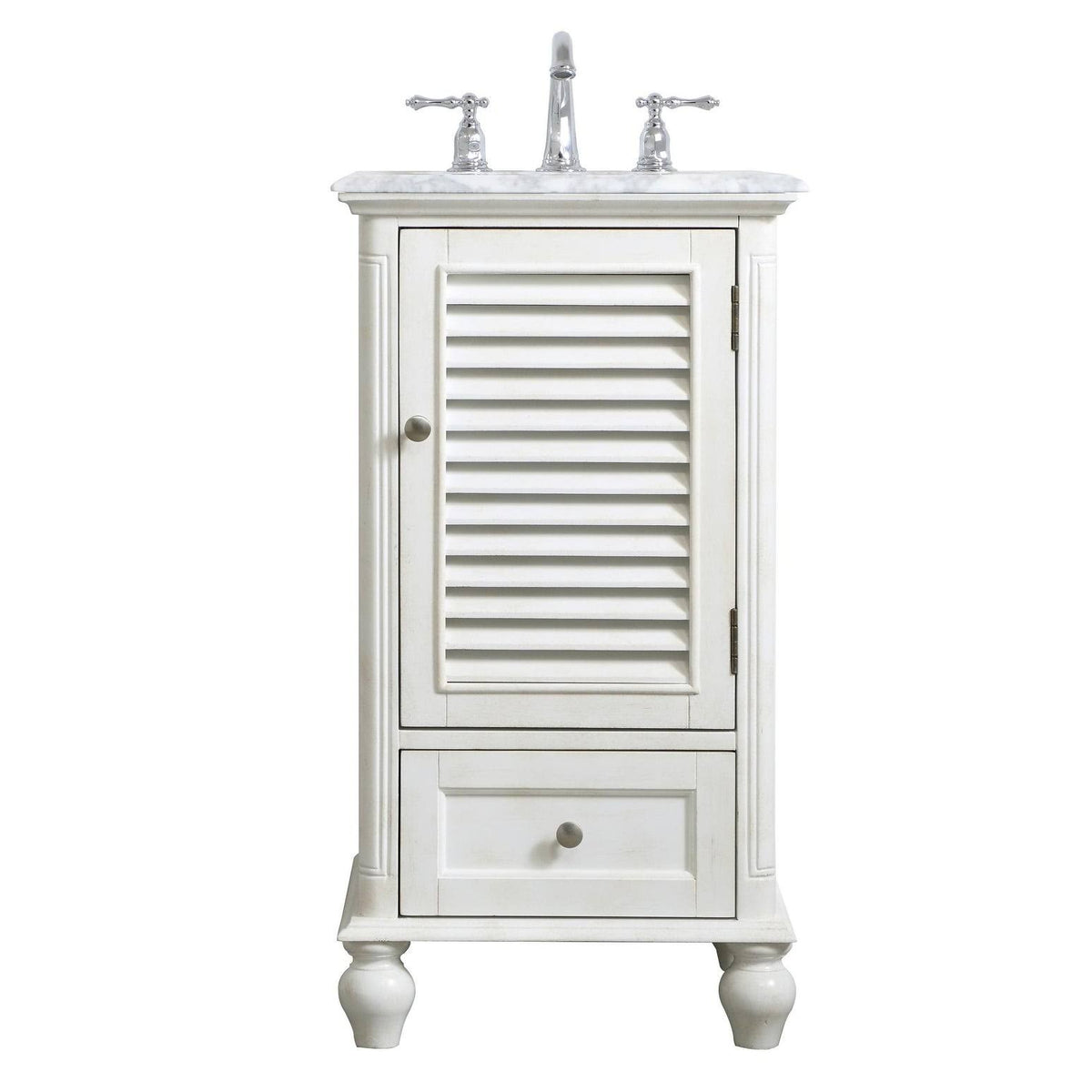 24 inch Antique White Bathroom Vanity Cabinet Set with Marble Top B219