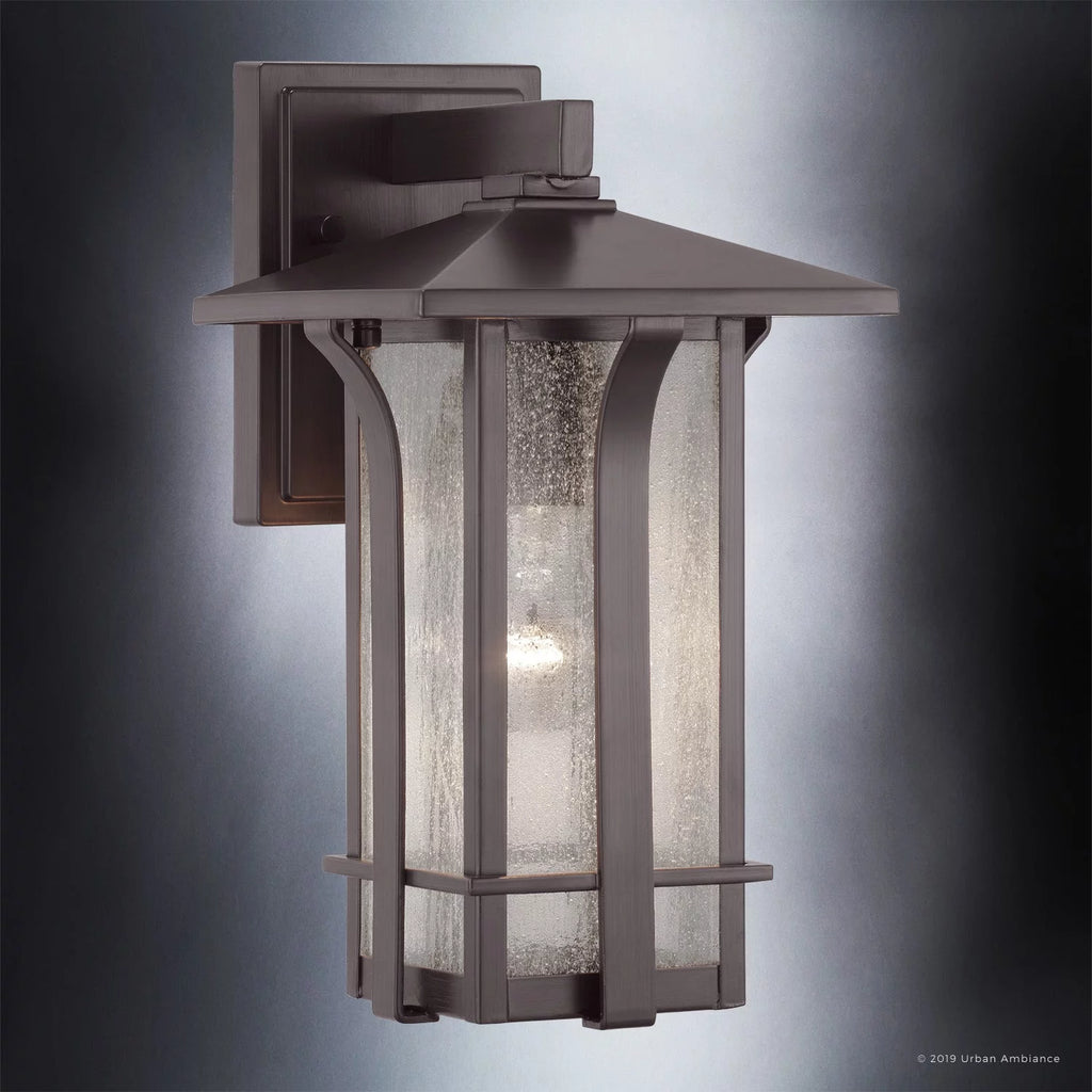 13''H x 7''W Olde Bronze Glass Outdoor Wall Sconce V287116
