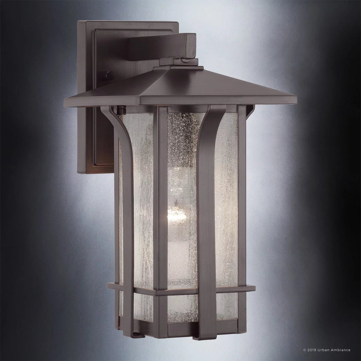 13''H x 7''W Olde Bronze Glass Outdoor Wall Sconce V287116